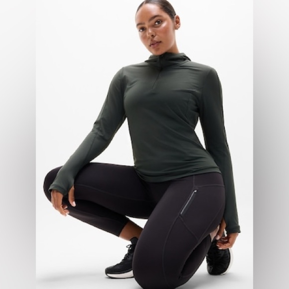 NWT Athleta Green Summit Half Zip Hoodie Performance Gear Women’s Large